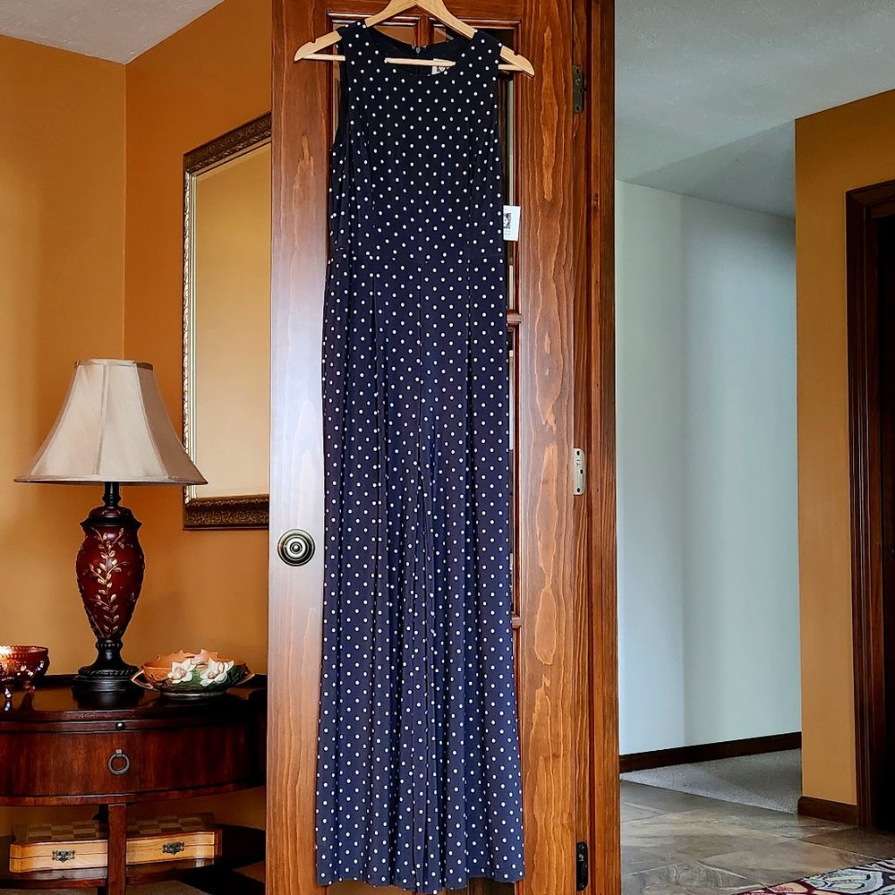 Anne Klein Polka Dot Wide Leg Jumpsuit - Women's Size 8  NWT